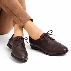 SALVATORE FERRAGAMO Brown Flats Baroque Wingtip Oxfords Leather Made in Italy 8